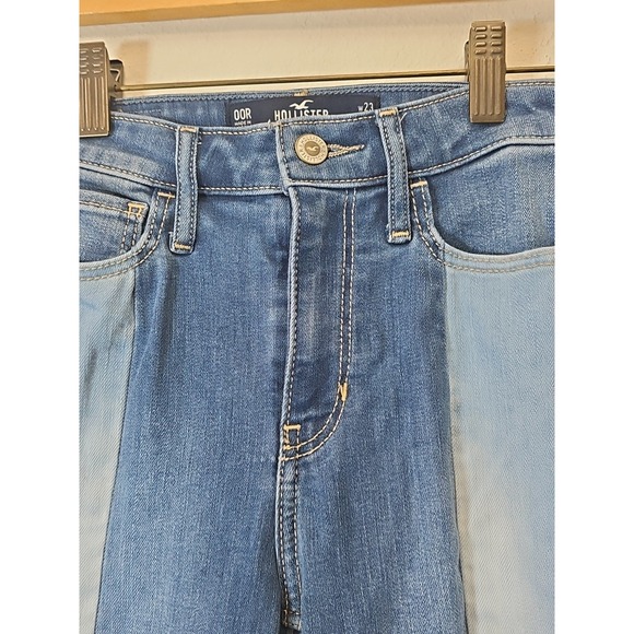 HOLLISTER HIGH-RISE‎ MEDIUM WASH PATCHWORK VINTAGE FLARE JEANS Size 00 - Picture 2 of 12